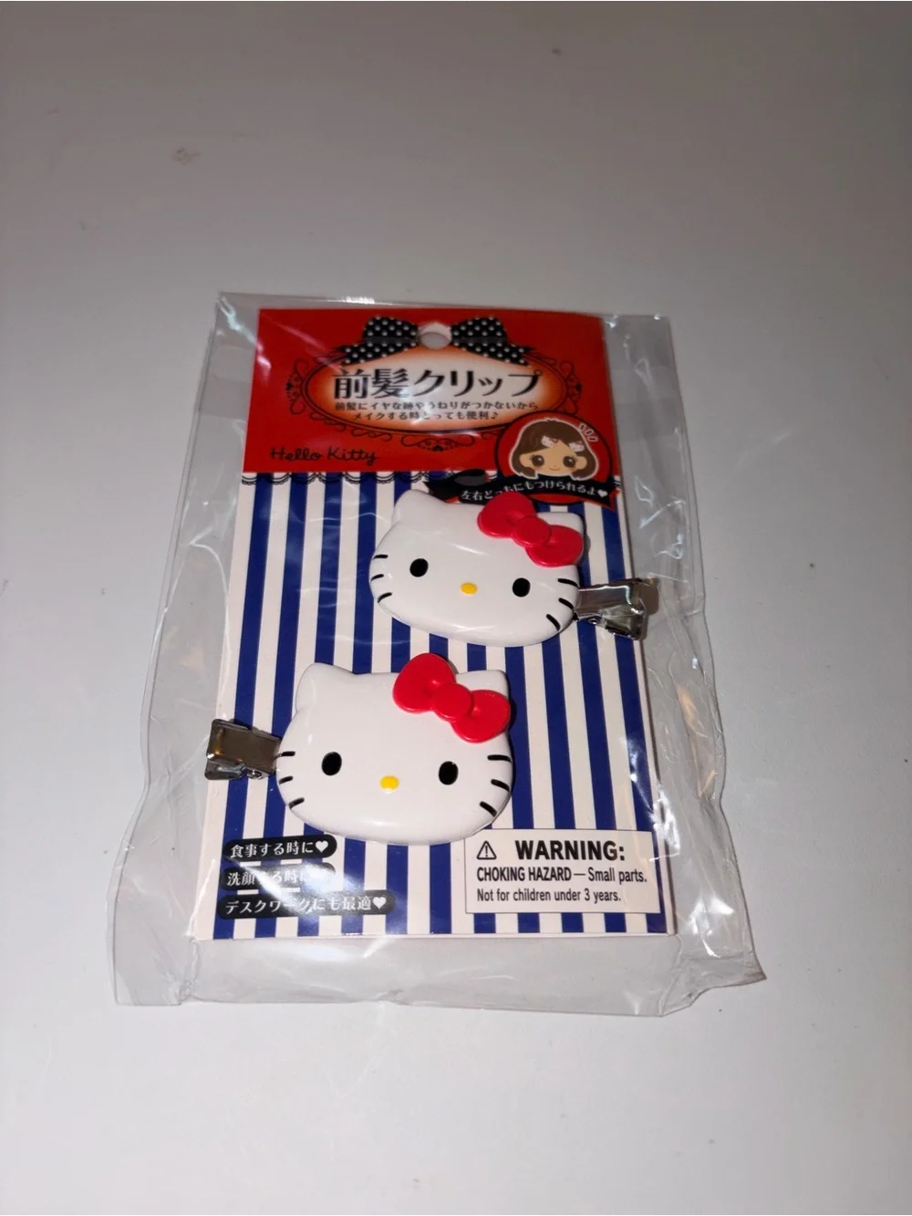 Hello Kitty Kids Hair Clips with Red Bows - 2 Pack